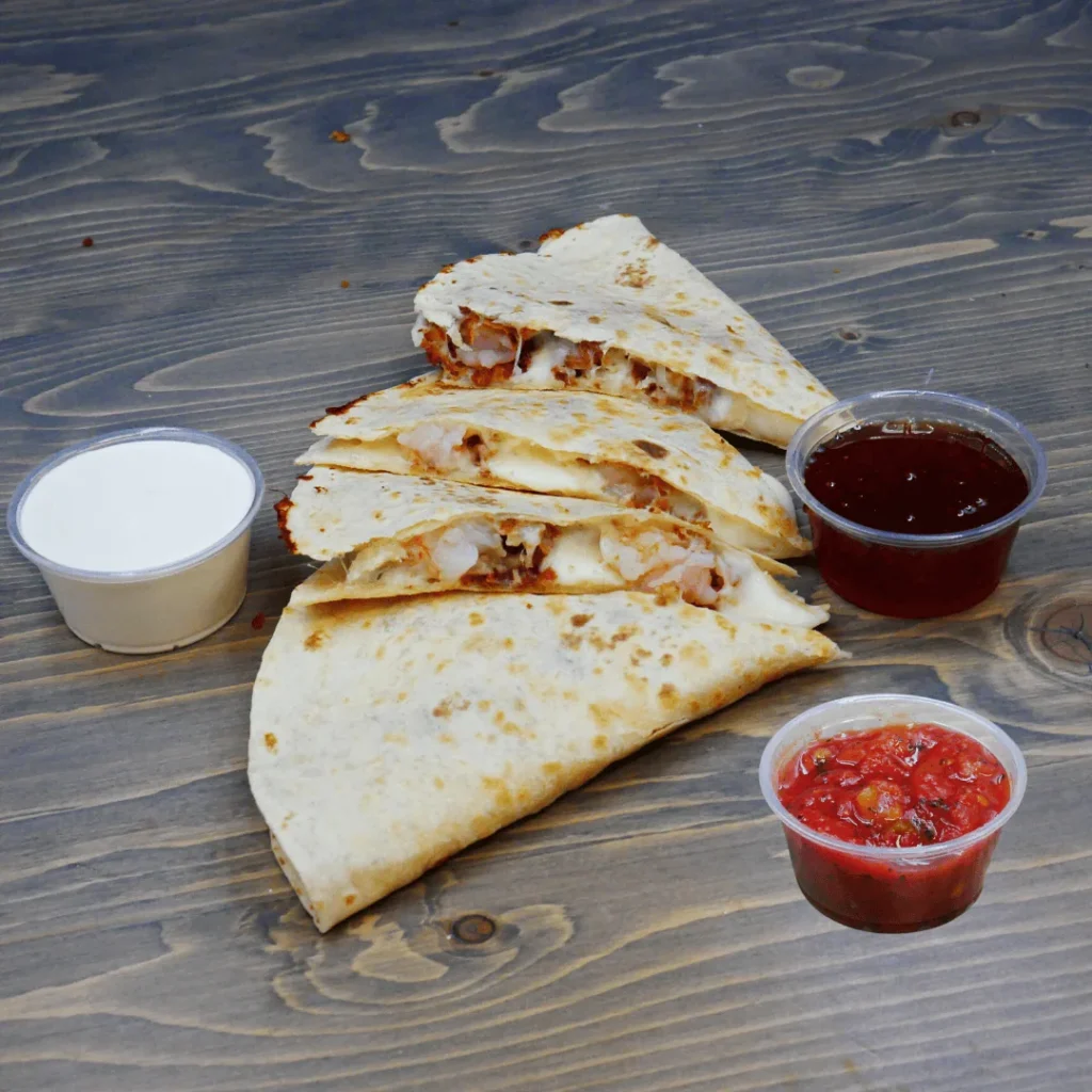 Coconut shrimp honey chipotle quesadilla