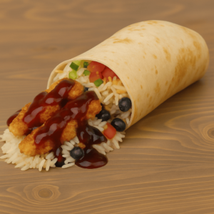 General tso's chicken burrito (truck style)